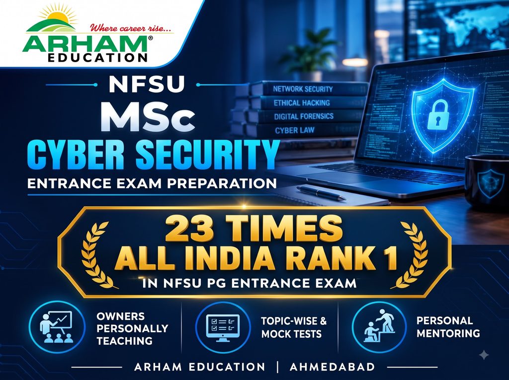 NFSU PG Entrance exam 23 times ALL India Rank 1 by Arham Education. 